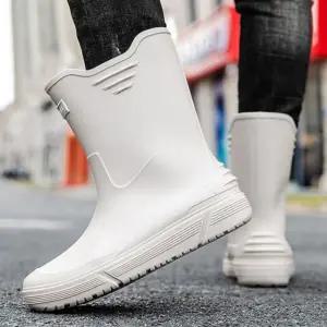 고급 남성 미들 레인부츠 발목 캠핑 낚시 장화 작업화방수 우비 우산 와365 신발