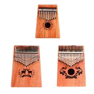 손가락피아노 솔리드 마호가니 칼림바 10음계 17원목 미니 인테리어소품 악기 컬림 10 17 엄지