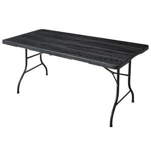 FROASISPRO 6피트 접이식 테이블, 실내/외 사용을 위한 휴대용 헤비 듀티 플라스틱 하프 유틸리티 식사, 캠핑, 피크닉, 파티, 블랙 우드그레인
