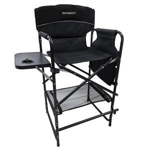 WKFAMOUT 키 큰 이사들 의자 30.7인치 좌석 높이 접이식 화장 의자, 사이드 테이블 캠핑 야외 실내 지지대용 발 받침대 휴대용 350LBS