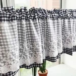 레이스 주방 하프 반커텐 바란스 체크 커튼미니 부엌 공간분리 가리개 가림막 발란스 창문 창커튼