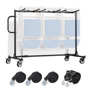 접이식 의자 및 테이블 카트, 4인치 회전 캐스터 400LBS 용량 홀더 랙이 있는 1단 돌리, 보관이 간편한 스트랩 제공 42 의자, 공간 절약 솔루션