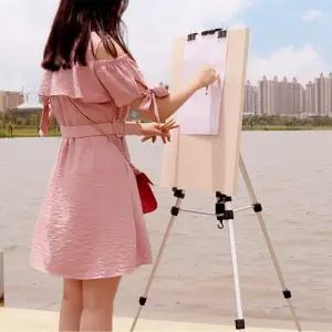 휴대용 접이식 알루미늄 삼각 이젤 실버스틸 미술용 스텐드 전시용