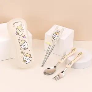 먼작귀 익스슬림 스푼포크 킨더젓가락 케이스 4P세트수저 멀티 캐릭터식기 이유용품 아동 유아