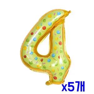 TBZ 도너츠모형 4숫자 파티데코 은박풍선-중 x5개