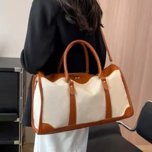 여행용 소형투톤캔버스 보조가방 기내 더플백 캐리어결합백