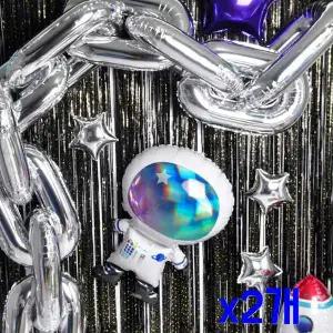 TBZ 실버 체인모형 홈파티장식 은박풍선세트-중 x2개