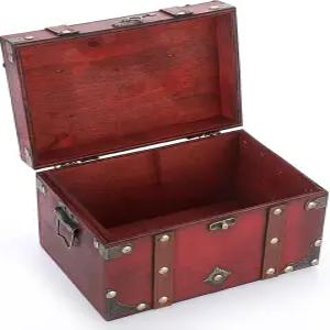 엘두 빈티지 보물 상자 선물용 해적 유품 보석 진주 장신구 타로 카드용 나무 보관함 중간 크기