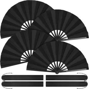 아오더 4팩 대형 선풍기 중국 쿵푸 태극권 남녀용 장식용 검은색