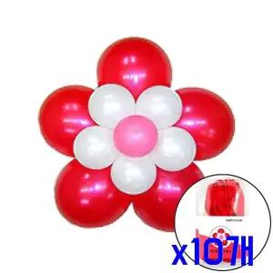 TBZ 3단 레드꽃 파티장식 펄풍선(케이스) x10개 행사풍선