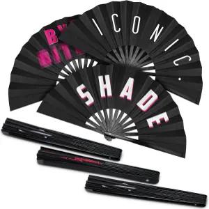 에이미힐 레이브 팬 3개 대형 대나무 손 접이식 코닉 그늘 안녕 여성 남성 페스티벌 퍼레이드 버레스크