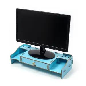 데스크온 수납 모니터 받침대고정대 거치대 테이블 TV 컴퓨터 서랍형 2단 상단선반 나무 사무실