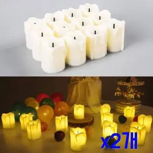 TBZ 럭셔리 파티장식소품 옐로우 LED초 12개입 x2개