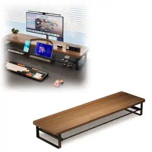 수납형 컴퓨터 모니터 받침대 소품 물품 보관 2단 슬라이딩 서랍형 PC 거치대 노트북 다이 데스크(100cm)선