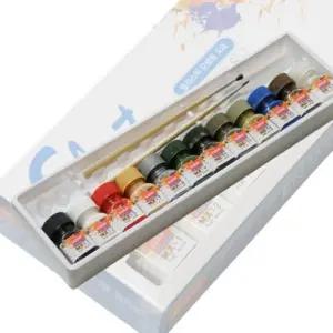 (AC00017) 무광 에나멜칼라 12색세트 붓포함모형도 도용품 세트 모델링공구 피규어도 프라모델 컬러 프라모