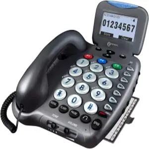 Geemarc Ampli550 - 빅 버튼 유선 전화 초음속 발신자 ID 통화 키 백라이트 LCD 디스플레이 화면 보청기