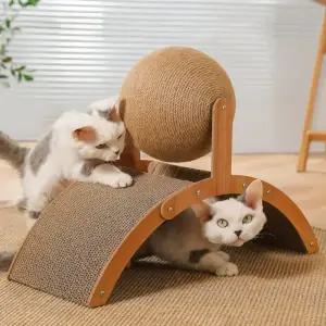 2 In 1 고양이 긁는 공 나무 Scratcher 사이 잘삼 스크래치 보드 내마모성 연삭 발 장난감 단단한