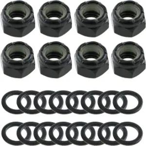 LUORNG 2세트 스케이트보드 사이드 너트 와셔 블랙 임페 헥스 M8 카 및 액슬 롱보드에