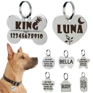 맞춤형 개 명판 고양이 이름 ID 태그 반려동물 이름표 무료 조각 스테인레스 스틸 분실 방지 강아지 식별