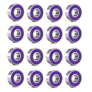 롱보드 스케이트보드 스쿠터 및 롤러스케이트용 링 NGYI 정밀 고속 스핀 ABEC 9 크롬 스틸 16팩 보라색