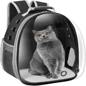 소형 중형 고양이 강아지 반려동물 백팩 우주 캡슐 여행 하이킹 워킹 캠핑용 블랙