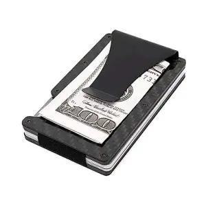 남성용 슬림 카드홀더 지갑 블랙 메탈 소재 지갑