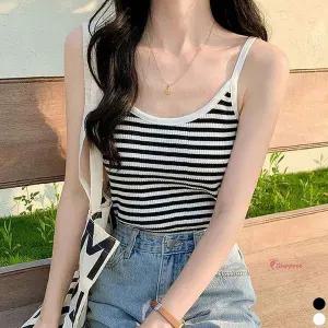 스트라이프 나시 민소매 스판efg250