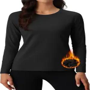 마그콤센 여성용 보온 셔츠 플리스 풀오버 긴 소매 언더셔츠 따뜻한 운동 겨울 베이스 레이어 상단