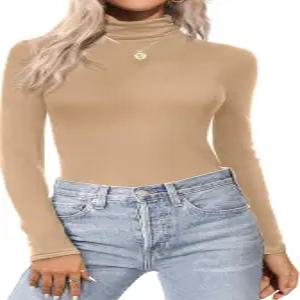 에쿠아르 여성 터틀넥 긴팔 셔츠 보온 속옷 상의 기본 슬림 핏 가을 패션 경량