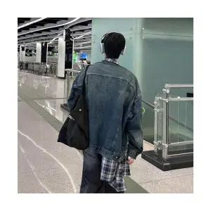 키체샵 남성 청자켓 가짜 투피스데님 코트 봄 가을 재킷 가운 HO3