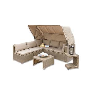 야외 소파 등나무 캐노피 레저 후드가 하트 야외소파 있는 라운지 라탄의자 나무 테이블