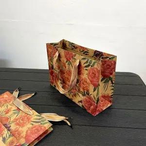 [골드스마일]복고풍 쇼핑용 종이백 28x20x10cm 빈티지 패턴 선물 포장 가방