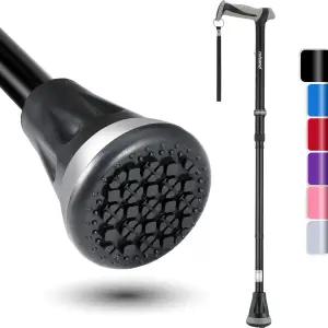 리핸드 워킹 지팡이 - 접이식 조절식 남성용 튼튼한 올 터레인 팁 여행 가방 포함 시니어 및