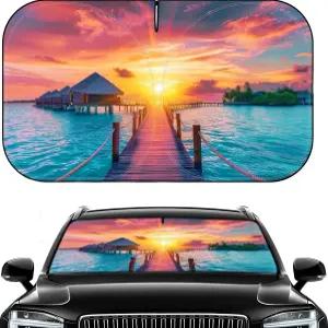 자동차 윈드실드 선쉐이드 - 전면 창문용 접이식 리플렉터 실내를 완벽하게 보호합니다 55.2 x 31.5인치