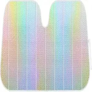 BDK 이리데센트 인어 홀로그램 호일 카멜레온 전면 윈드실드 선쉐이드 더블 버블 어코디언 접이식 오토 카