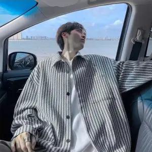 남사친 상의 재킷 셔츠 긴팔 퀼팅 내장 칼라 봄가을 OP3