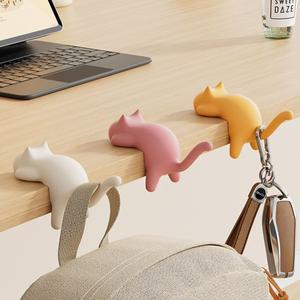 고양이 모양의 흔적 없는 후크 책상 테이블 연구 사무실에 가방/지갑/필통용 손상 벽걸이 홀더 클립