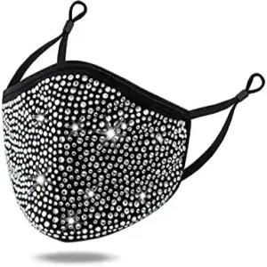 여성 패션 재사용 가능한 라인스톤 뮤직 페스티벌 마스크 레이디 스팽글 글리터 블링 통기성 세탁 2종