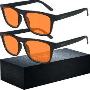 HMTIY 2 팩 99 블루 라이트 글래스 남성 여성 컴퓨터 게이밍 레이 필터링 앰버 렌즈 안티 스트레인