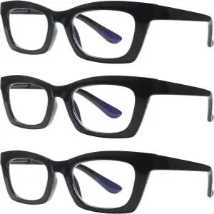SIGVAN 6팩 오프라 스타일 독서 안경 블루 라이트 차단 사각 컴퓨터 스프링 힌지 리더기 여성 남성용