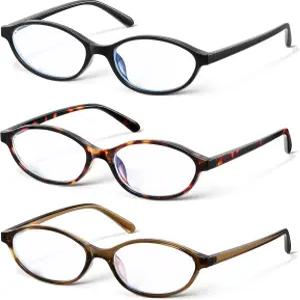 90년대 여성용 복고풍 타원형 블루라이트 차단 안경 소형 고양이 프레임 TV