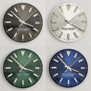 28.5mm 다이얼 NH35 핸즈 NH35/NH36/4R/7S 무브먼트 녹색 야광 고 시계  액세서리