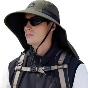 남성 여성용 로소즈 아웃도어 선햇 UPF50+ 프로텍션 사파리 캡 와이드 브림 메쉬 낚시 모자 넥 플랩 비치