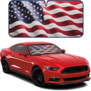 모터 트렌드 미국 아메리카나 플래그 자동차 앞유리 자외선 차단제 패트리어티 그래픽이 적용된 접이식