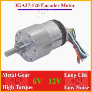 JGB37-520 인코더 DC 감속 모터 6V12V 6-1590RPM 저소음 및 높은 토크를 갖춘 2륜 밸런스 카용 메탈 기어
