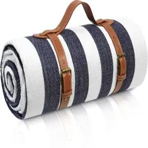 삽시셀 80인치 x 피크닉 담요 엑스트라 라지 방수 및 접이식 비치 6~8인용 3겹 야외 캠핑 공원 해변 잔디