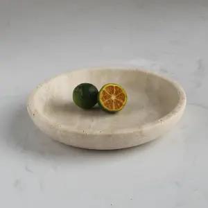 여성용 천연 대리석 트래버틴 링 접시 주얼리 트레이 5.5인치 키 귀걸이 나이트스탠드용 장신구 어버이날