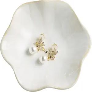 보석 접시 트레이 링 세라믹 장신구 열쇠 그릇 장식 친구 자매 딸 어머니(밀키 화이트)용