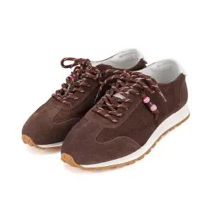 [26SS 신상] 바바라 소가죽 캐주얼 플랫 러너 여성 스니커즈 3.5cm_BBJ170