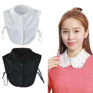 카라 셔츠 페이크 플라워 레이스